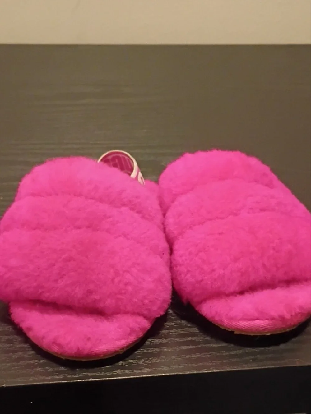 UGG Kids Hot Pink Fuzzy Slide Sandals